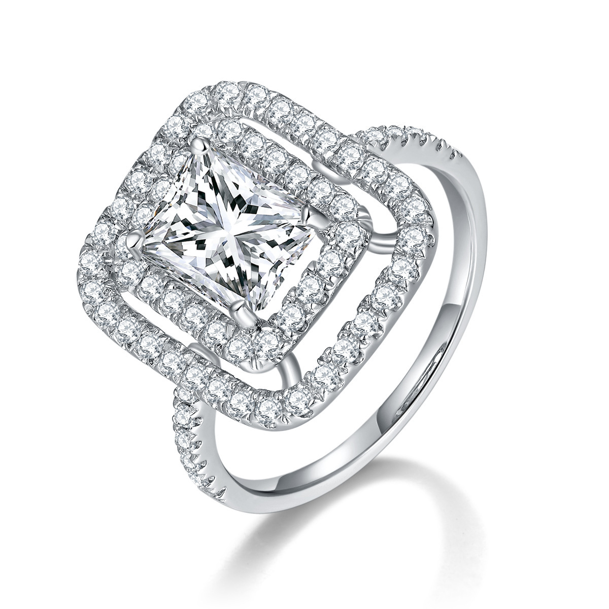 925 Sterling Silver Moissanite Geometric Rings