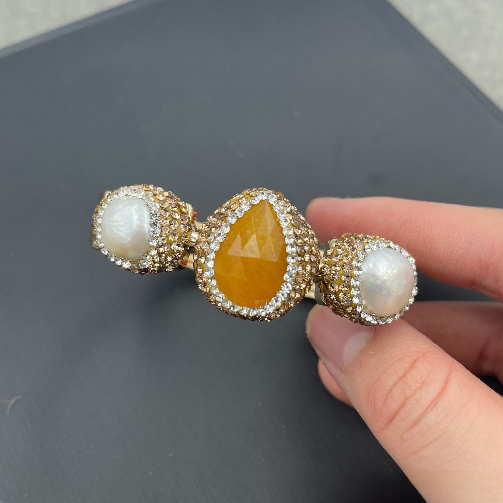 Baroque Shell Pearl Jewelry Set Luxury  Stylish Women's Earring Necklace Bracelet Diamond Plating Craft