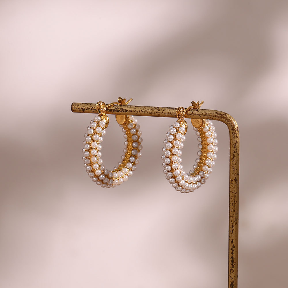 PVD Coated Real Gold Plated 18K Gold U Shape 304 Stainless Steel Fashion Waterproof Non Tarnish Hoop Earrings