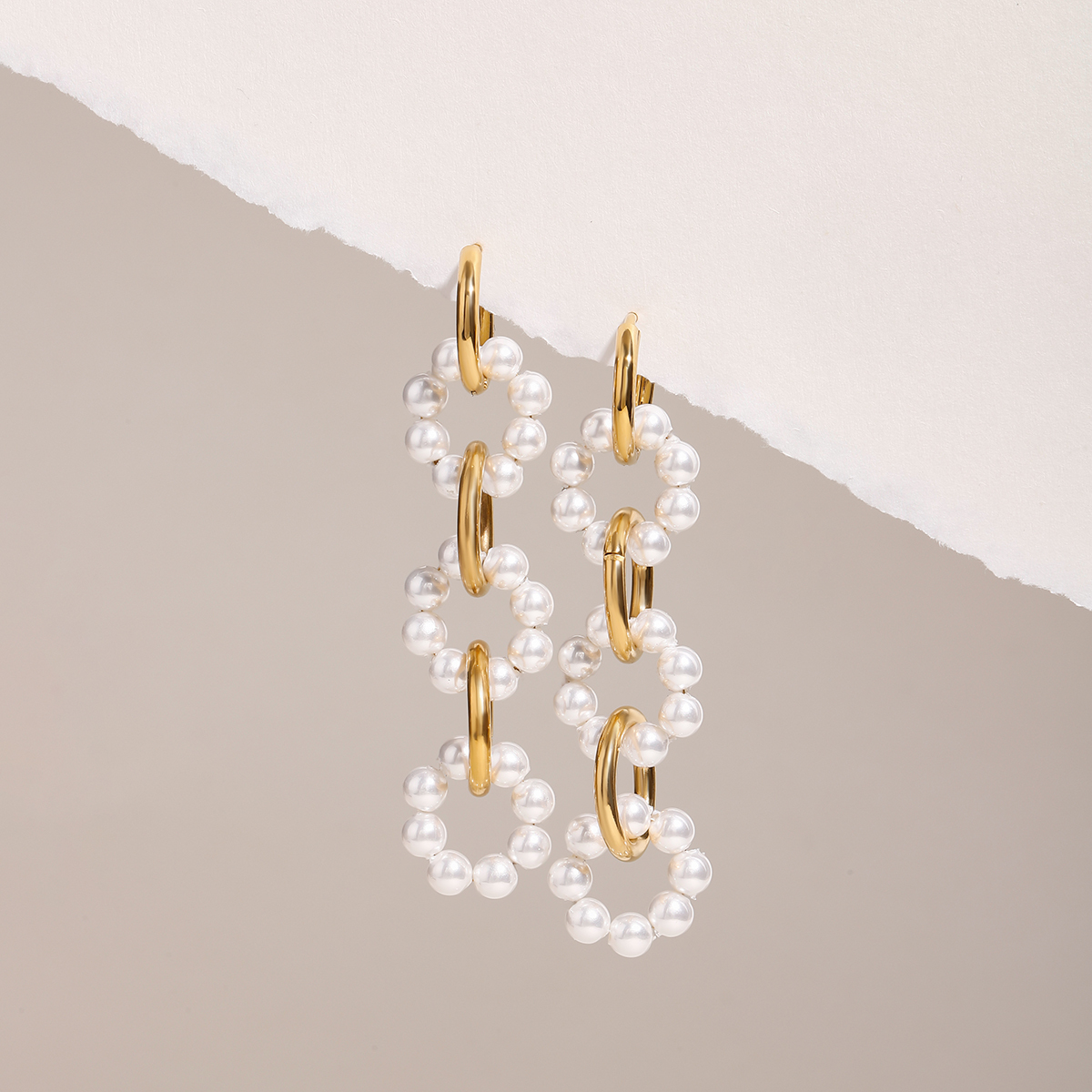 1 Pair Simple Style Classic Style Geometric 304 Stainless Steel Imitation Pearl PVD Coated 18K Real Gold Plated Women's Drop Earrings