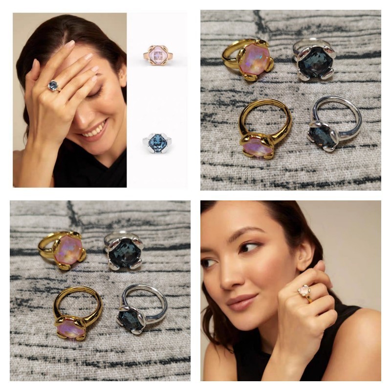 Wholesale Jewelry Classic Style Geometric Copper Crystal Plating Rings
