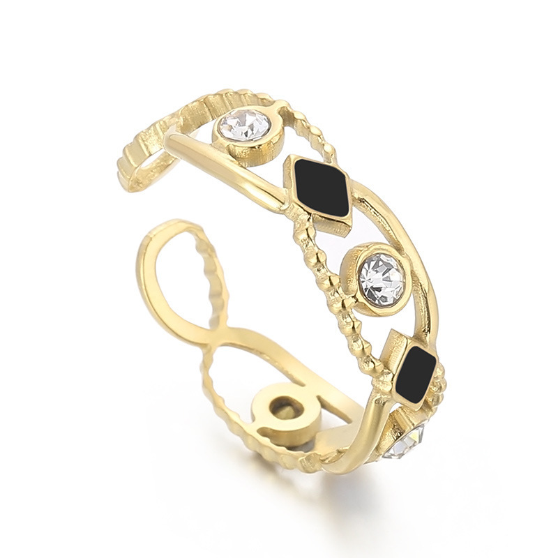 PVD Coated 18K Gold Plated Geometric Stainless Steel Resin Fashion Waterproof Non Tarnish Open Ring