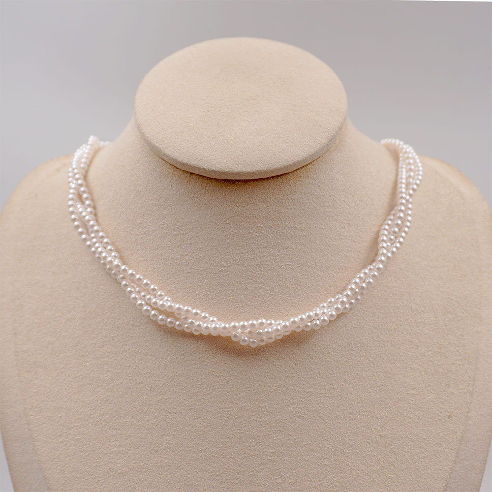 Heb Style Multi-Layer Pearl And Xiaomi Beads Necklace Classic Twisted Chain Layering Artistic Retro Clavicle Chain For Women