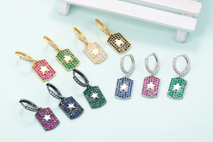 Fashion Simple Zircon Square Geometric Long Earrings