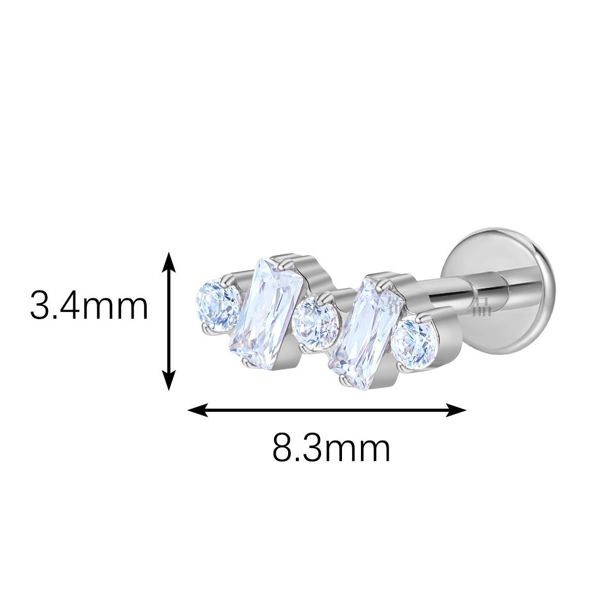 Titanium Alloy F136 Round And Square Diamond Stud Earrings G23 Women Piercing Tongue Lip Ring Geometric Pattern Wedding Birthday