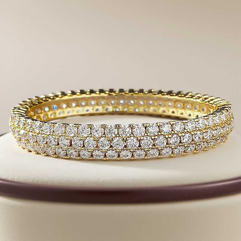 Fashionable Full Diamond Copper Bracelet Unisex Geometric Patterned Jewelry Wish Bestseller Style For Men And Women