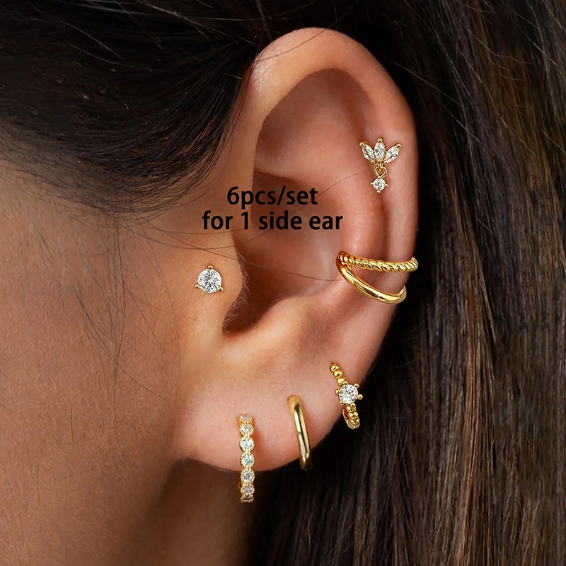 Minimalist Gold-Plated Clip-On Earring Set No Piercing Jewelry Accessories