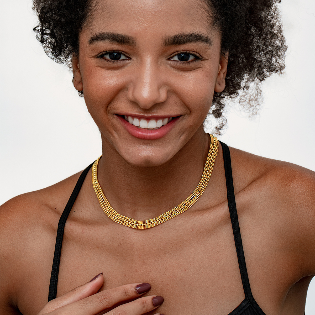 Exaggerated Gold Metal Hip-Hop Necklace Cuban Chain Accessories Unisex Meteor Shower Starry Sky Gold Plated