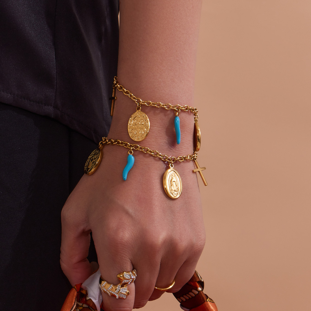 Stainless Steel DIY Multi-Accessories Necklace Bracelet Fashionable Versatile Luxury Jewelry Set Geometric Pattern Vacuum Plated