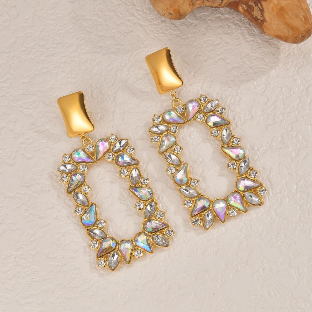 Geometric Dangle Earrings Gold Plated Stainless Steel Unique Design Jewelry Accessories For Women