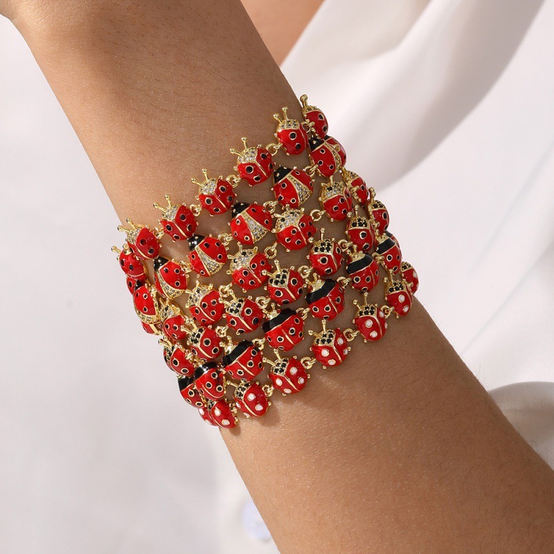 Red Ladybug Bracelet Multifunctional Women's Jewelry Daily Wear Metal Zircon Casual Date Suitable Accessories