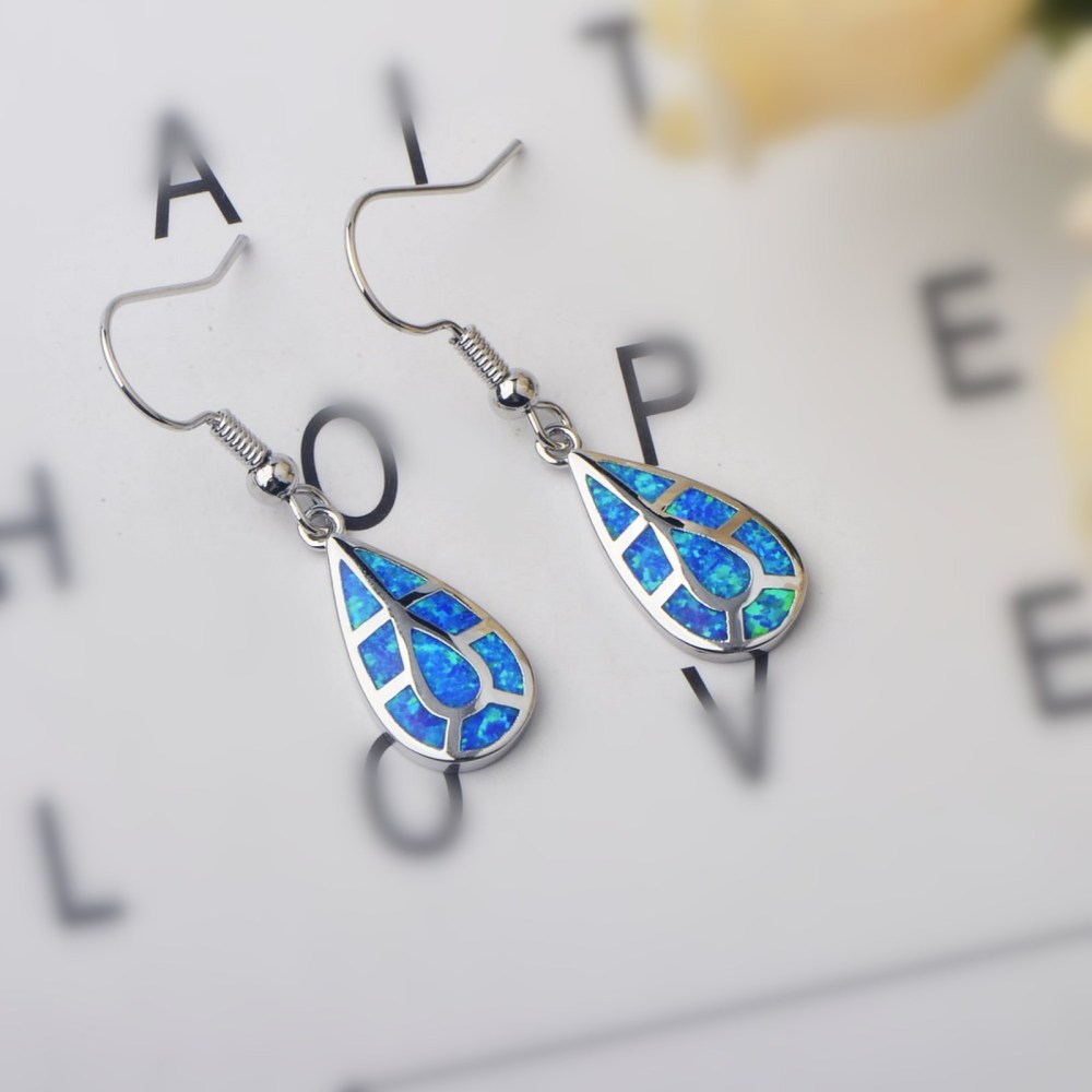 European Style Opal Waterdrop Shaped Earrings Simple Design Copper Material Jewelry Accessories Drop Earrings