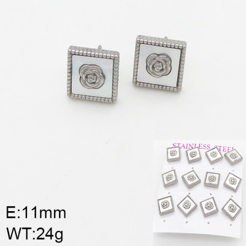 INS New  Fashion Titanium Steel Square Shell Stud Earrings For Women 18K Golden Stainless Steal Earrings Niche Design High Earrings