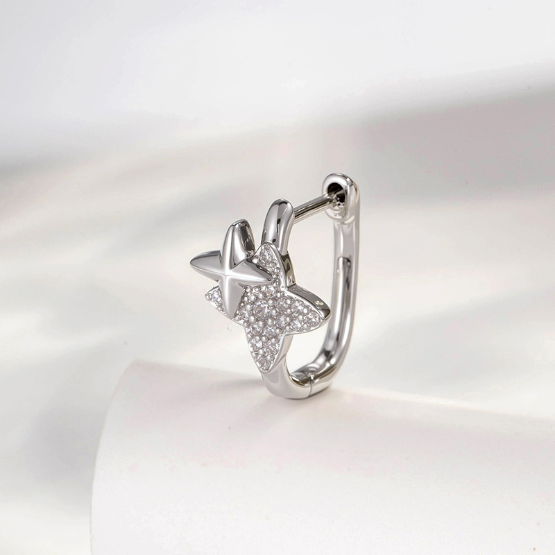 Exquisite Fashion Micro-Set Zirconia Pendant Cat Star Heart Ear Cuff Custom Link Metal Cartoon Style Unisex Piercing Jewelry