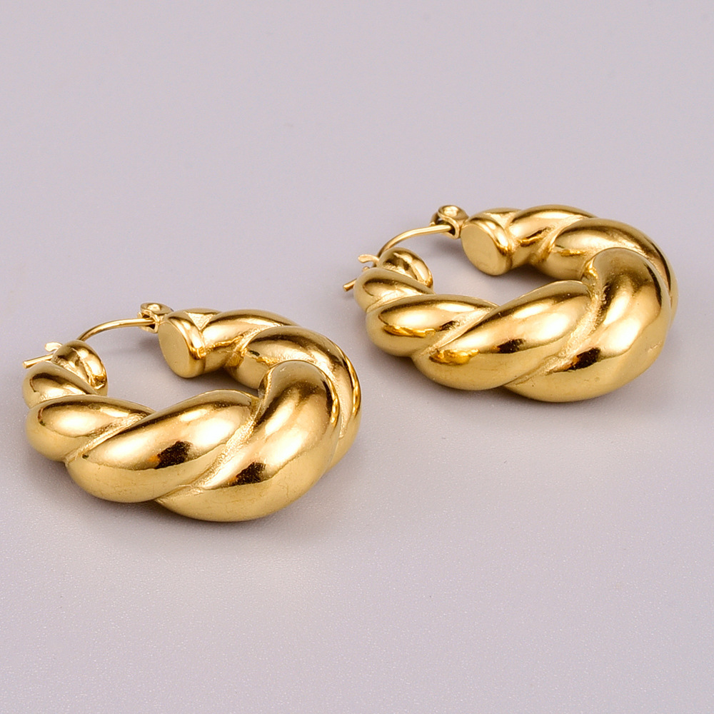 PVD Coated Real Gold Plated 18K Gold Heart 304 Stainless Steel Titanium Steel Fashion Waterproof Non Tarnish Earrings