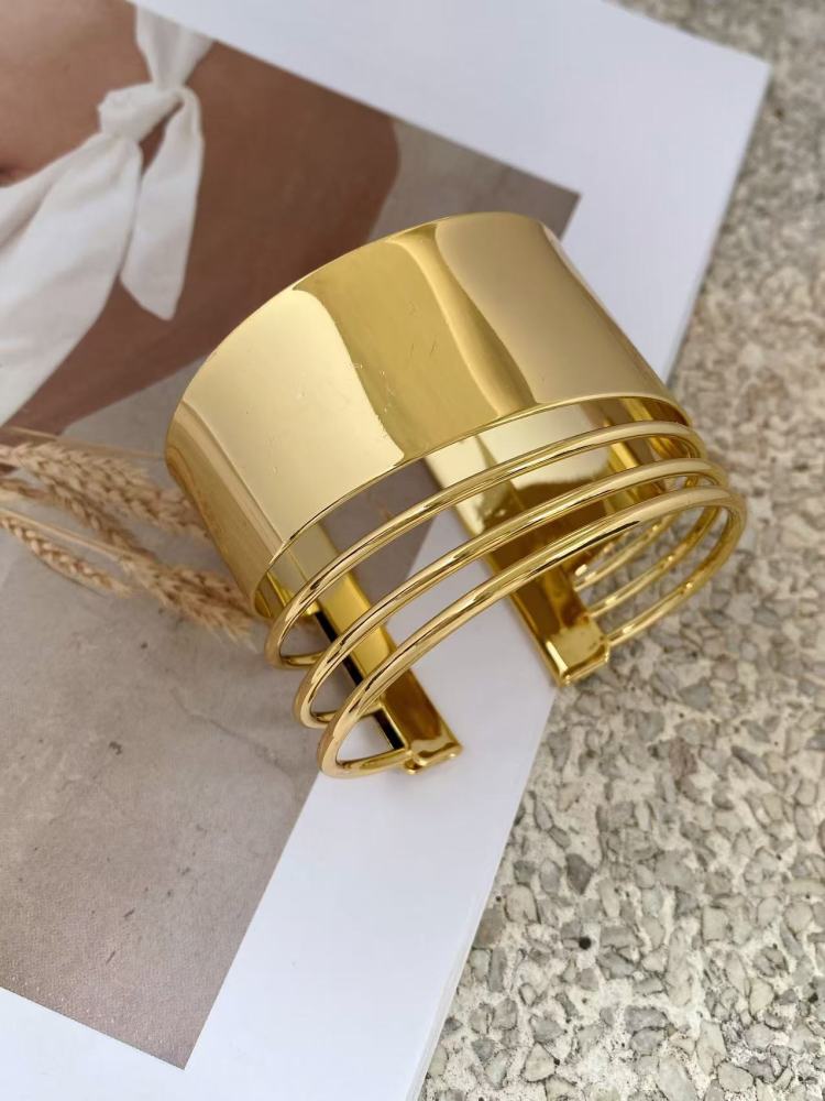 Elegant Multi-Layer Wrap Open Hand Bracelet Simple Line Personality Fashion Jewelry Accessories Geometric Pattern Metal Earings