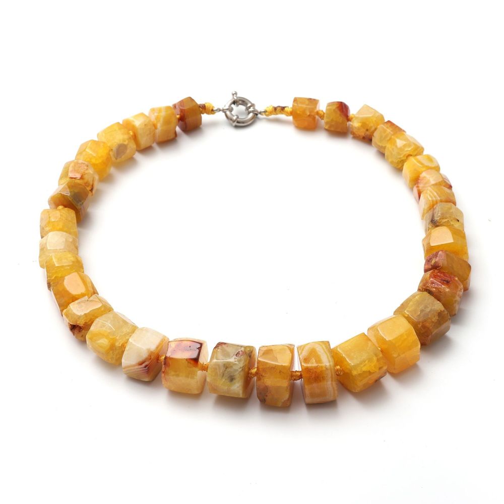 Natural Stone Agate Wheel Bead Tapered Tower Chain Necklace Accessories  Creative Bestseller Simple Geometry Pattern