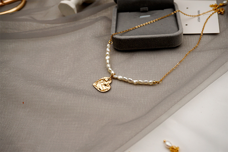 Bohemian Irregular Freshwater Pearl Necklace Accessories Vintage Coin Heart Cross Women's Collarbone Chain Women's Jewelry
