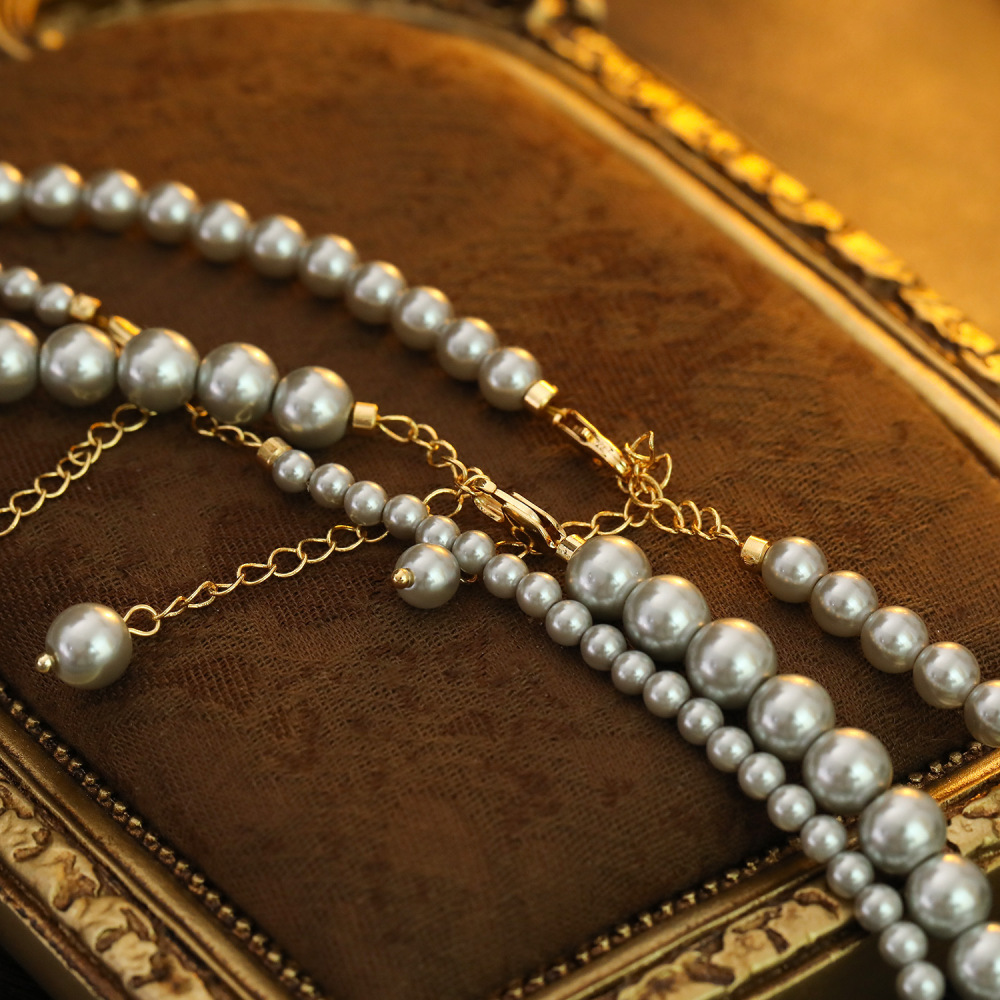 Gray Pearl Necklace For Women Celebrity Favorite Star Same As Schistosomiasis Big Stream Alloy And Copper Jewelry Accessories