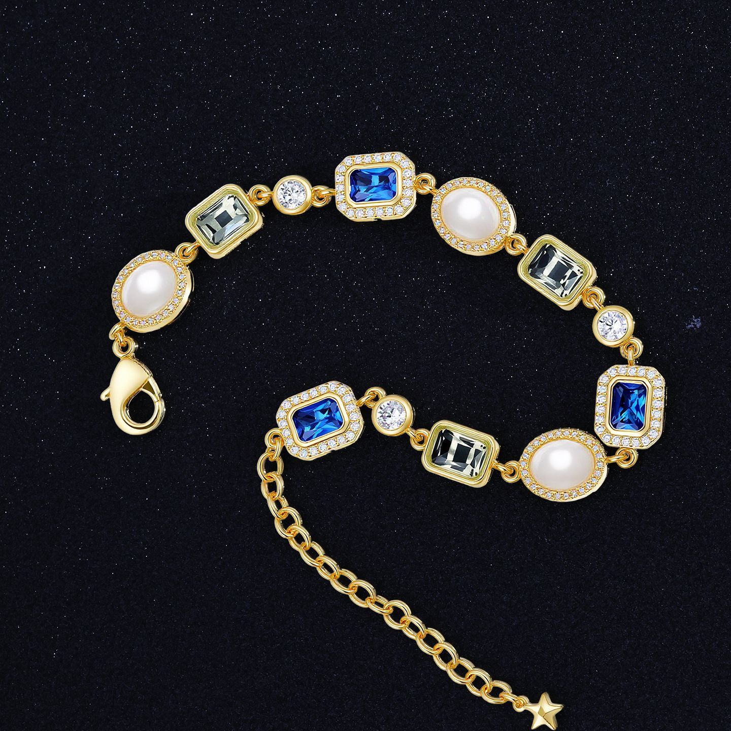 Colorful Gemstone Necklace Women's Fashion Jewelry Zircon Accessory Hip Hop Style Pendant Clavicle Chain Luxury Sensation