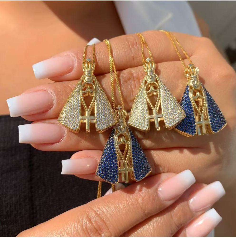 Water Plated Nickel-Free Eco-Friendly 18k Gold Luxury Light Luxury Virgin Mary Pendant Stainless Steel Chain Women's Jewelry Accessories