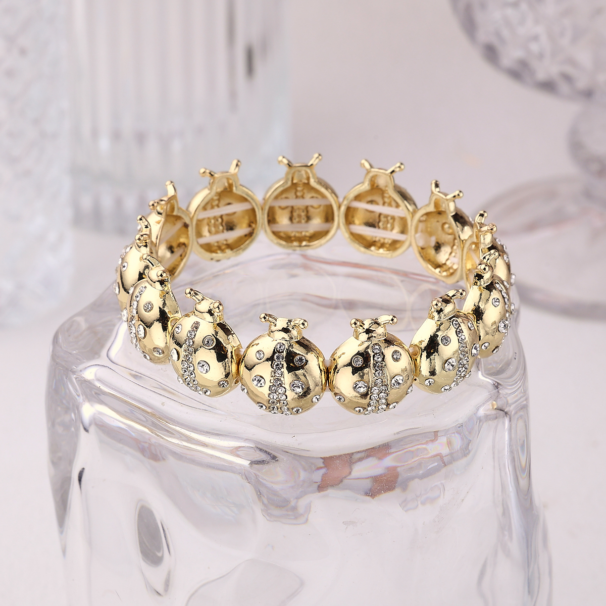 Copper Plated 18K Gold Bug Elastic Rope Bracelet Fashionable Outdoor Selfie Lawn Red Gold Colored Women's Hand Jewelry