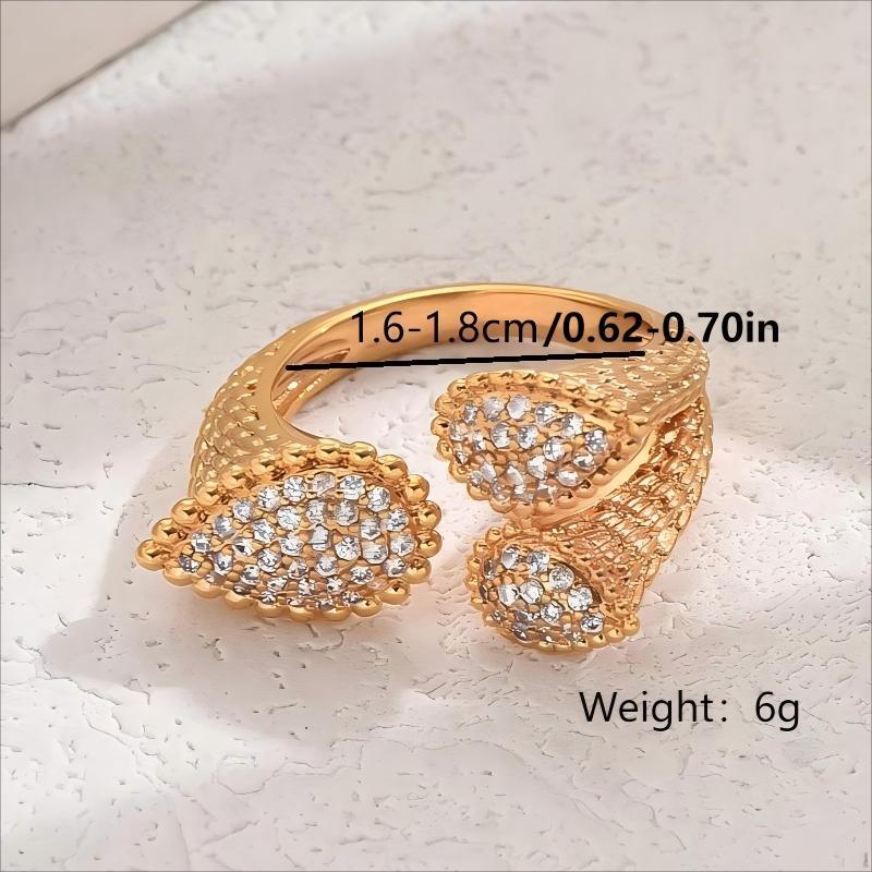 1 Piece Copper Inlaid Zircon Fashion Light Luxury High-end Elegant Diamond Leaf Shape Women's Ring Banquet Party Jewelry Accessory