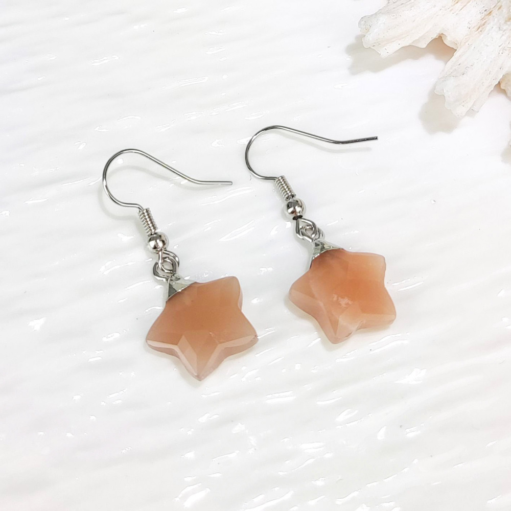 Dani Jewelry Natural White Crystal Pentagram Earrings DIY Accessories Pendant Geometric Pattern Asymmetric Copper Plated