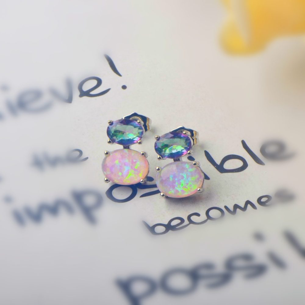 Hawaii Style Oval Shape TikTok Popular Ear Cuff Rings Opal Unisex Copper Material Jewelry Accessories Ear Rings Circular And Oval