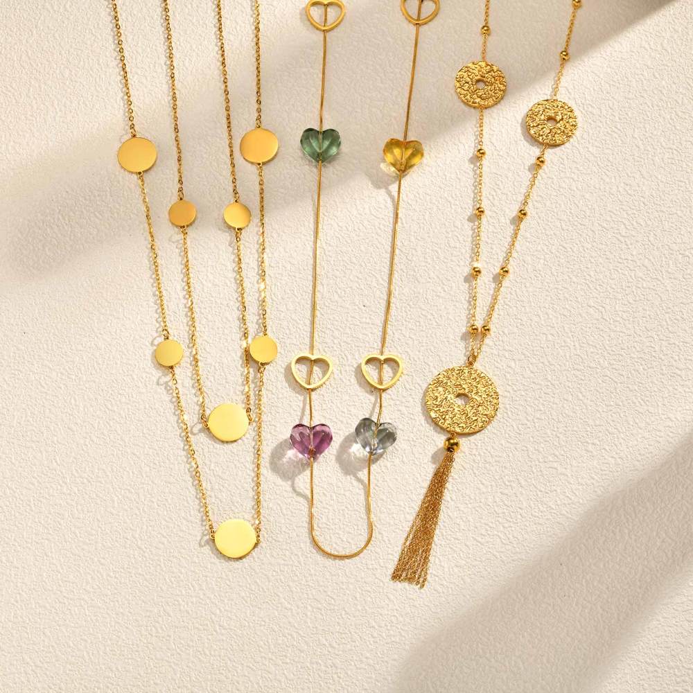 18K Gold Plated 304 Stainless Steel Vacuum Electroplating (In Furnace) Geometric Pattern (Jewelry) Waterproof Non-Fading Hollow Y-Shaped Necklace Long Sweater Chain Women's Accessories