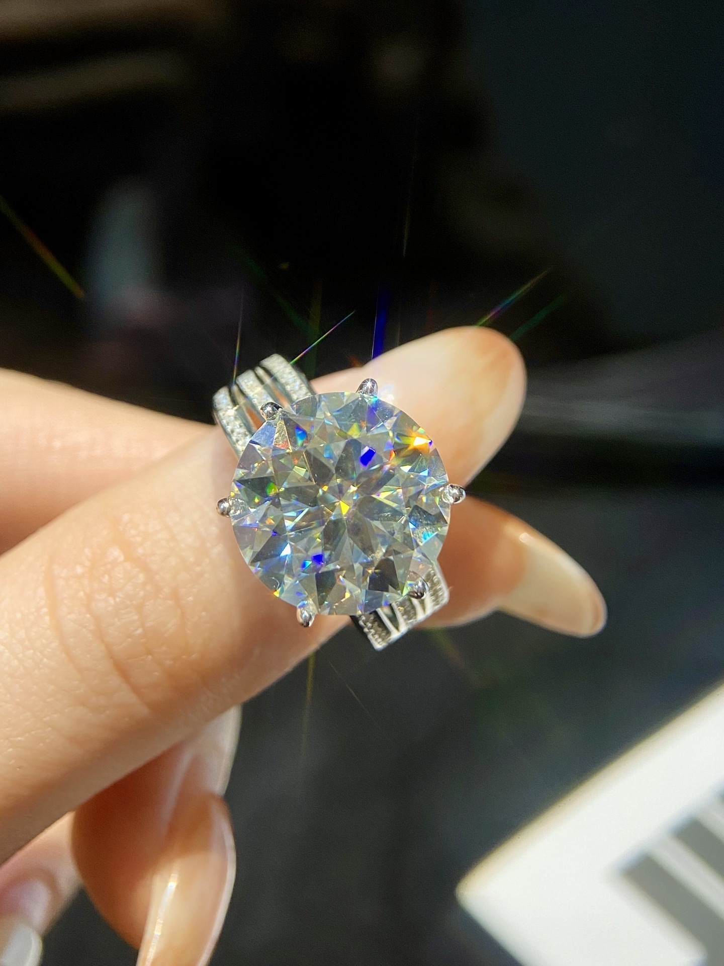 925 Sterling Silver Moissanite Round Rings