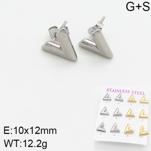 INS New  Fashion Titanium Steel V-Shaped Stud Earrings 18K Golden Stainless Steal Earrings Niche Design High Earrings Women's Stud Earrings
