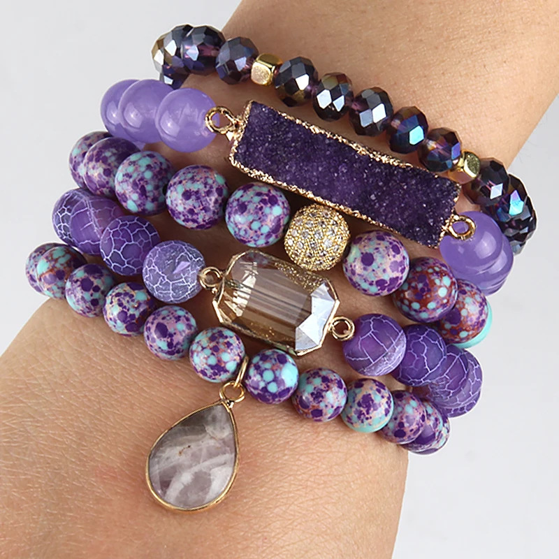 Simple Style Classic Style Geometric Natural Stone Beaded Chain Bracelets In Bulk