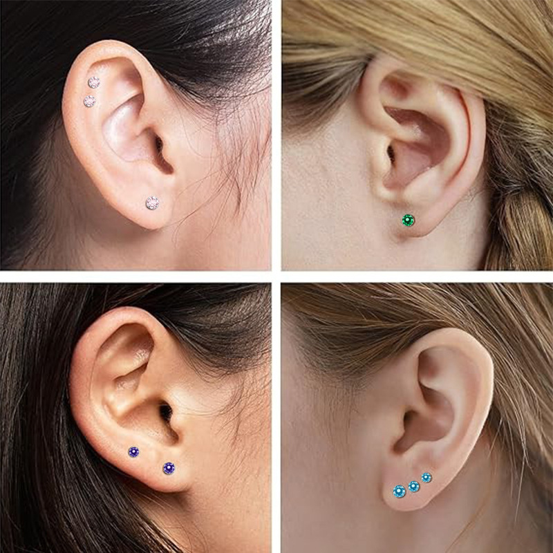 10 PCS/Package Lip Rings Modern Style Classic Style Geometric Titanium Alloy Zircon Lip Rings Ear Cartilage Rings & Studs