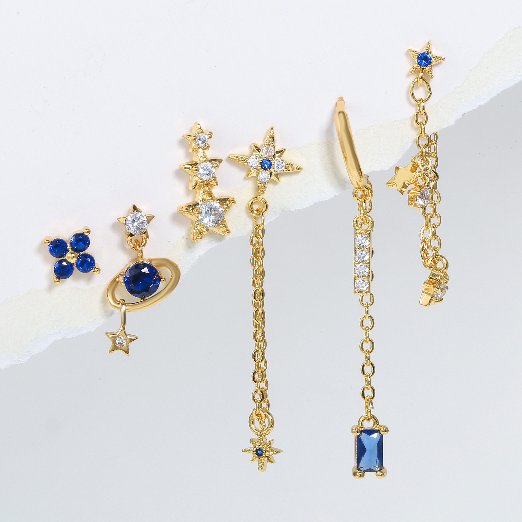 Simple Style Star Tassel Copper Inlay Zircon Women's Earrings 1 Set