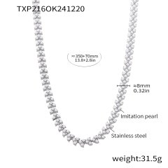 Txp216-Steel Pearl Necklace
