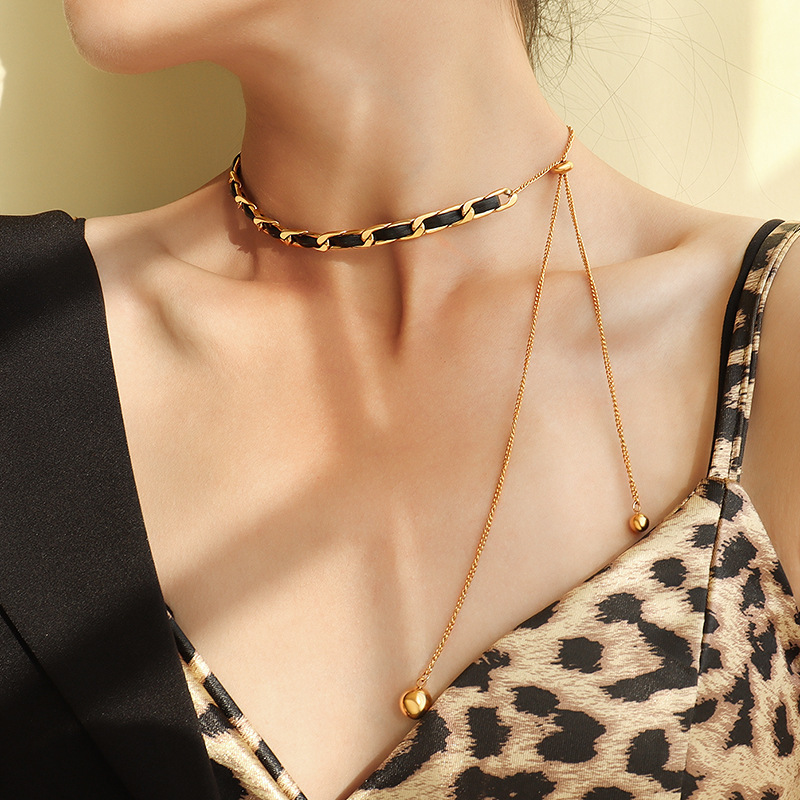 PVD Coated Real Gold Plated 18K Gold Geometric 304 Stainless Steel Fashion Waterproof Non Tarnish 304 Stainless Steel Necklace