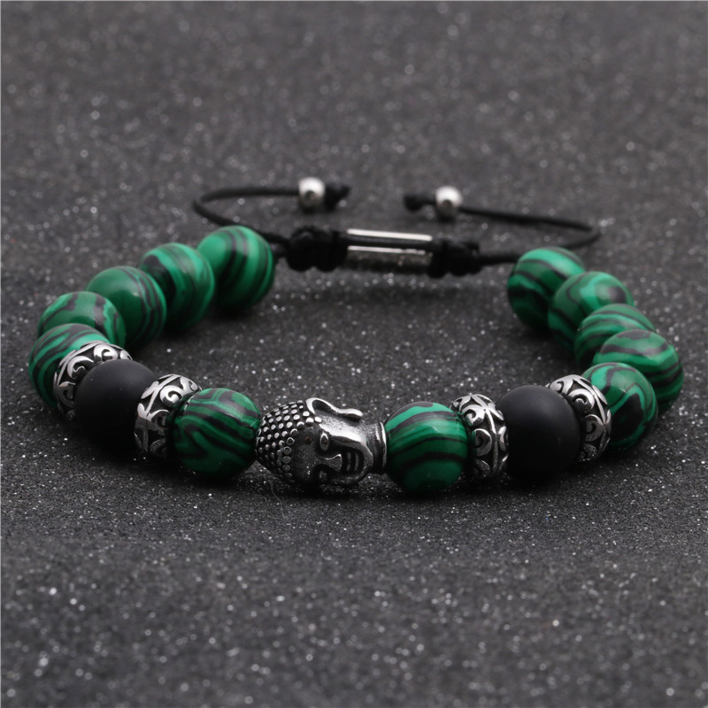 Fashion Bracelets Stainless Steel Woven Adjustable Buddha Head Bracelet