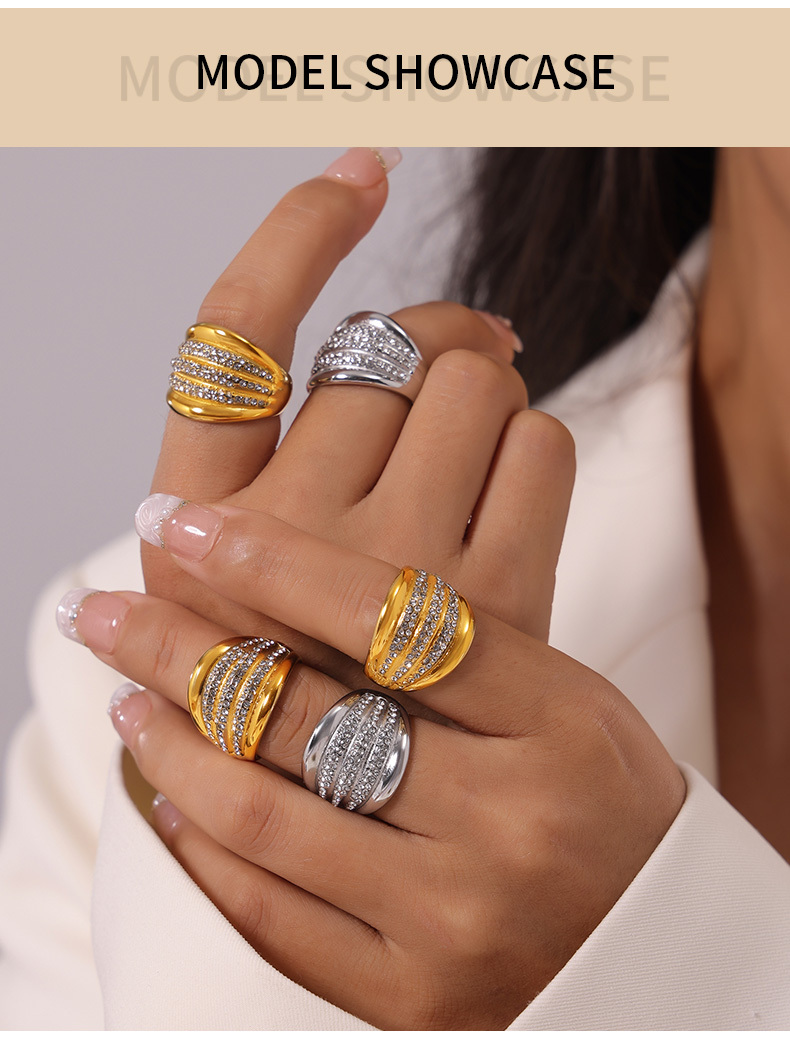PVD Coated Real Gold Plated 18K Gold Circle Round 304 Stainless Steel Simple Style Classic Style Waterproof Non Tarnish Rings
