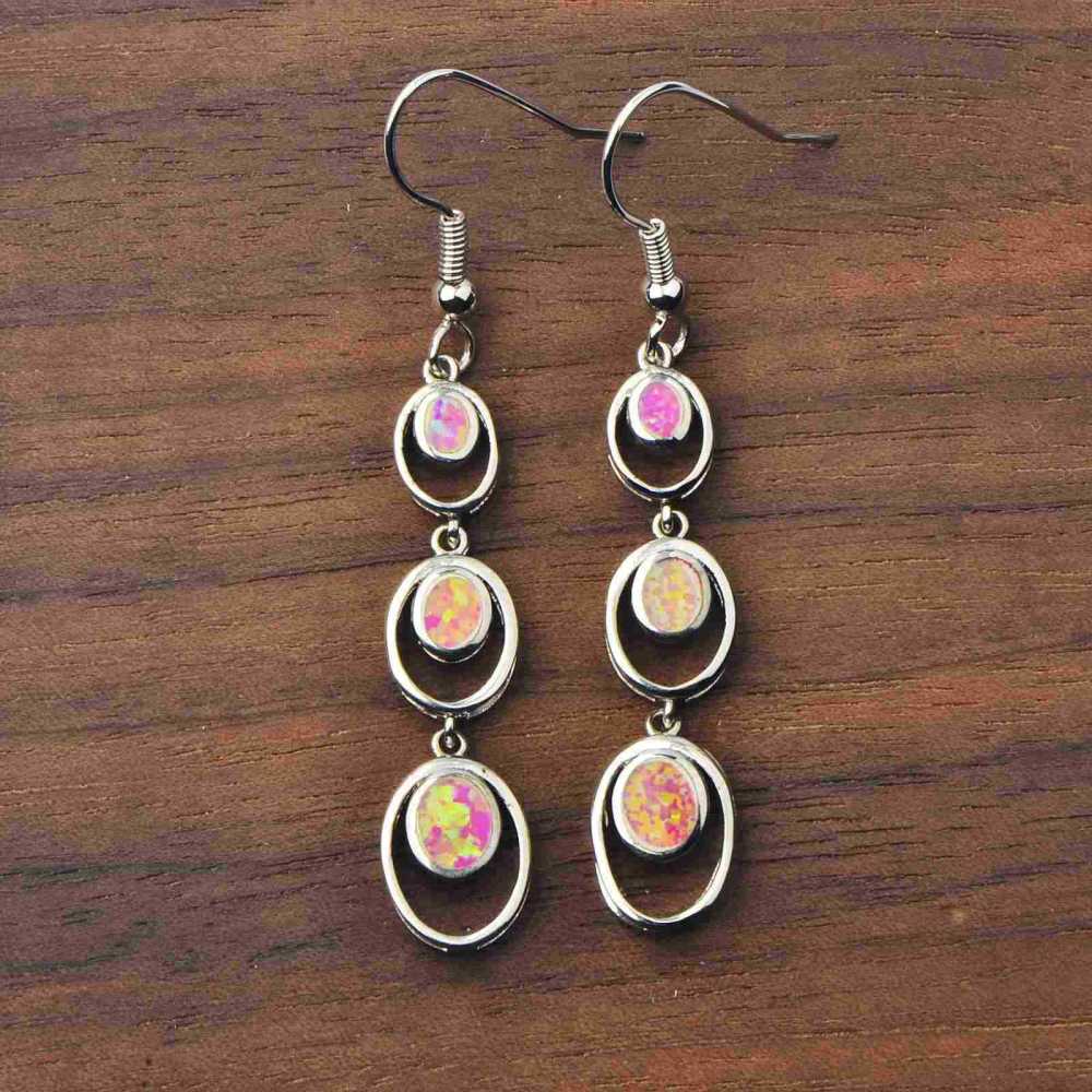 Simple Round Opal Dangle Earrings  Style TikTok Ins Fashion Peruvian Opal Drop Earrings Jewelry Accessories