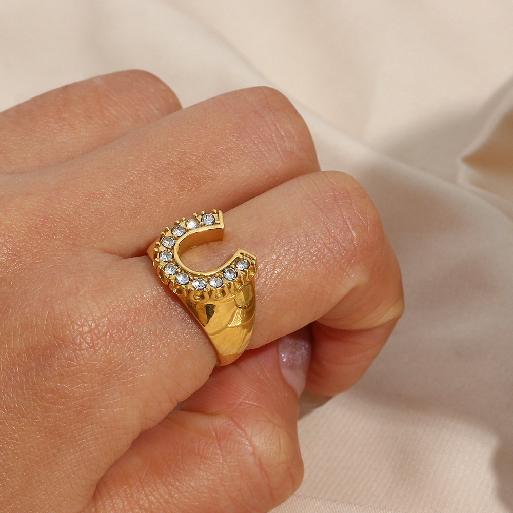 PVD Coated Real Gold Plated 18K Gold Geometric 304 Stainless Steel Fashion Waterproof Non Tarnish Rings