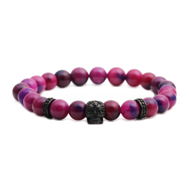 Creative Agate Stone Skull Bracelet