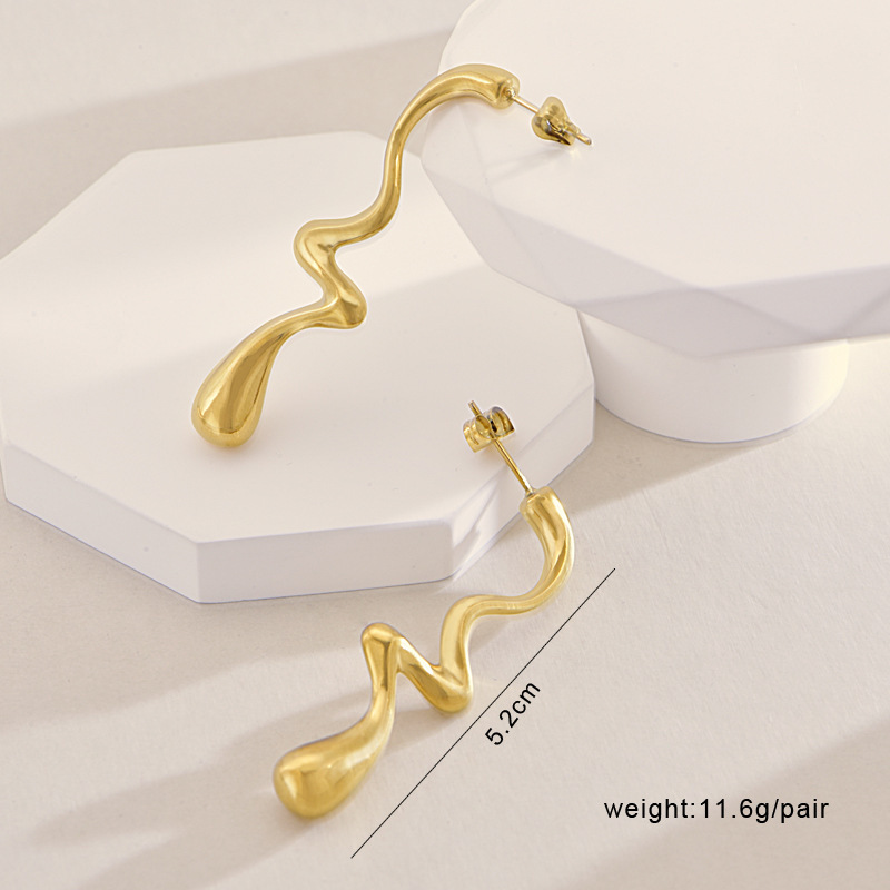 304 Stainless Steel Solid Color Ion Plating (IP) 18K Real Gold Plated Simple Style Classic Style Waterproof Non Tarnish Plating Jewelry Set
