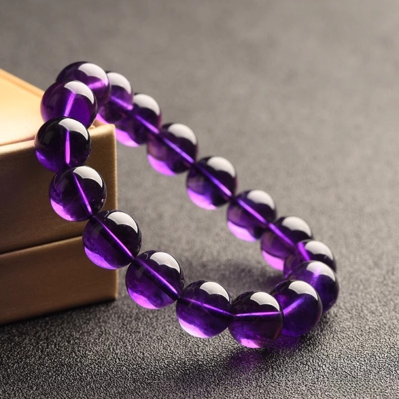 Natural Grade Collectible 7A Purple Quartz Bracelet For Women Deep Violet Single Circle Crystal Bracelets Geometric Pattern
