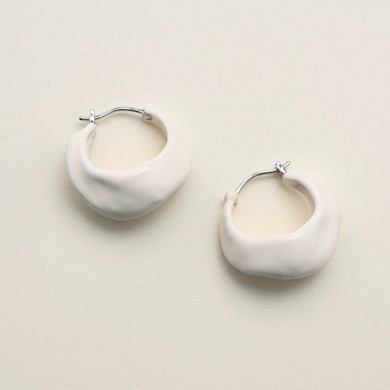 Elegant Geometric Pattern Enamel Earrings For Women Vintage High-End Small-Batch Design Fashionable Copper Jewelry Accessories