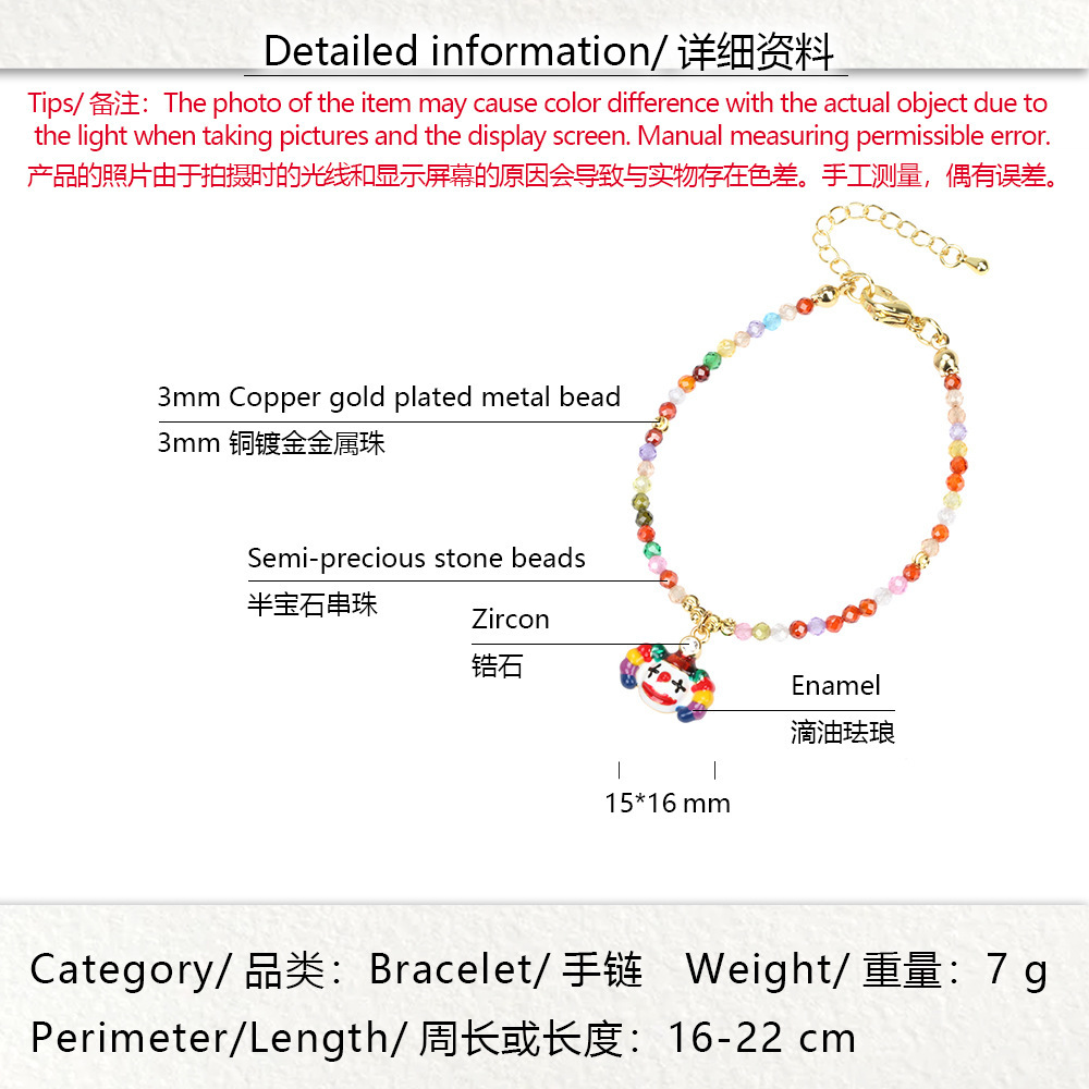 New Halloween Cosplay Clown Pendant Dripping Oil Copper Gold-plated Bead Bracelet