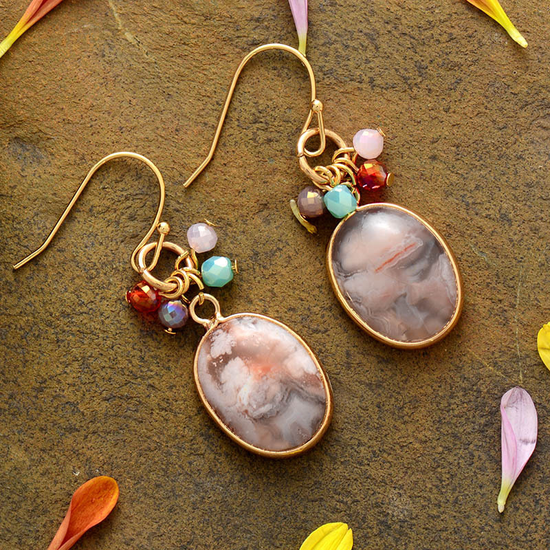 Handmade Natural Drop-shaped Extending Stone French Romantic Luxury Earrings Women's Sweet Style Jewelry Accessories