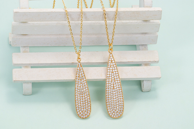 Fashion Full Zircon Drop-shaped Copper Necklace Wholesale