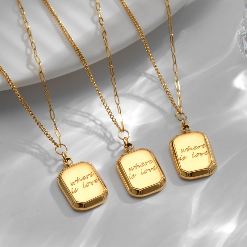Fashion Geometric Titanium Steel Gold Plated Necklace 1 Piece