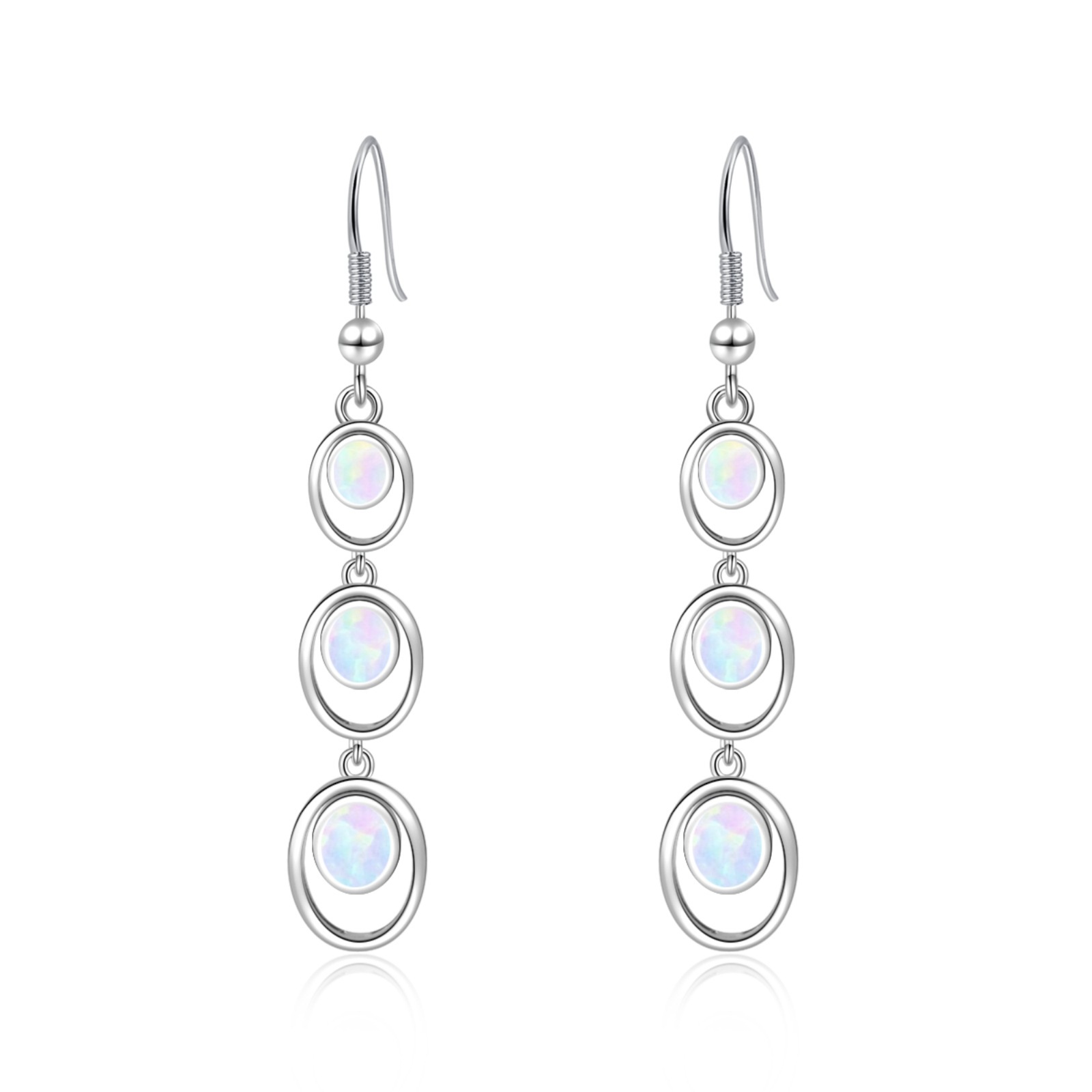 Simple Round Opal Dangle Earrings  Style TikTok Ins Fashion Peruvian Opal Drop Earrings Jewelry Accessories